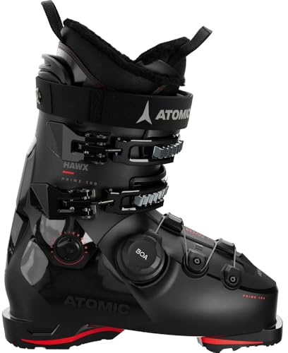 ATOMIC Hawk Prime 100 BOA GW Skischuhe - Größe 29/29.5 - Alpin-Skischuh in Black/Red - Boots mit 3D Knöchel & Ferse für präzisen Sitz - Ideal für Skifahrer mit mittelbreiten Füßen.