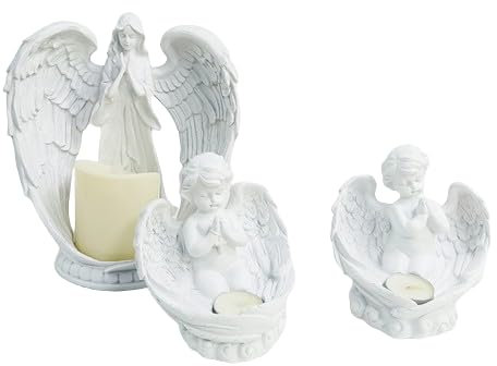 3er-Set Kerzenhalter/Teelichthalter Engelfiguren, Gebetsengel, Engelfigur, Grabengel, Dekoration für Zuhause, Kirche, Tauf-Party, Weihnachtsdeko, Grabschmuck,