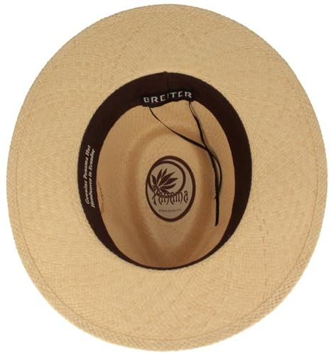 Breiter ORIGINAL Cappello Panama, Cappello di Paglia, Cappello Estivo, Fatto in Italia, Intrecciato a Mano, Protezione UV 50+, Resistente alle Rotture, naturale, M