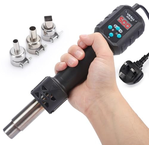 YIHUA 8858-IV Multi-Purpose Heat Gun for Crafting Electronics Soldering DIY Shrink Tubing and Wrap Torch Marker with Temperature and Air Volume Control Function 3 Nozzles Manual Standby Mode