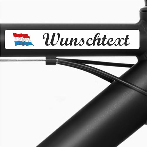 INDIGOS UG - Fahrradaufkleber Rahmen Luxemburg - wehend - Fahne Aufkleber selbst gestalten - 13 Flaggen mit Wunschtext personalisiert - Namensaufkleber Erwachsene - Sport, Rennen - Fahrrad Aufkleber