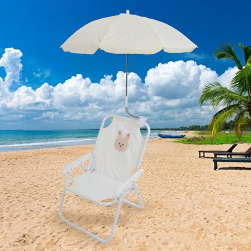 Garosa Chaise de Plage Pliable pour Enfants avec Parapluie imprimé Animal de Dessin animé Mignon, Chaise de bébé Portable pour Vacances à la Plage, Camping, Pique-Nique, Parcs, Cours,