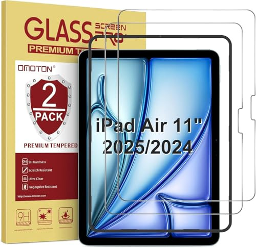 OMOTON für iPad Air 11 Zoll (2026/2025/2024) für Panzerglas, für iPad Air 11 (M4/M3/M2) Schutzfolie, 9H Härte Folie kompatibel mit 11 iPad Air 2025 M3/2024 M2, 2 Stück