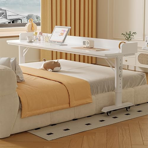 Verstellbarer Beistelltisch mit Rollen für King-Size-Bett, mobiles Kreuzbett, Schreibtisch, perfekt für überall im Haus