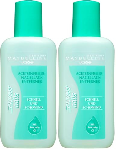 Maybelline Jade Nagellackentferner ohne Aceton, Pflegend, Express Nails, 125 ml (Packung mit 2)