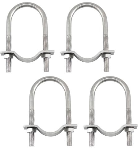 Lot de 4 colliers de serrage en U avec plaques et écrous en acier inoxydable 304 - 6 x 40 x 85 mm