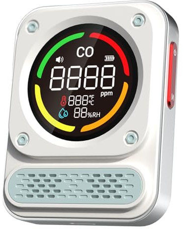 Portable Carbon Monoxide Detector, 3-in-1 Rechargeble Carbon Monoxide Alarm with 10 Years Sensor Life, 200 Hours Working Time for Travel & Camping, Tent, RV, Home, Kitchen