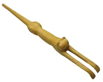 Rascador de espalda de madera para gatos, rascador de espalda | con forma de gato de tilo con mango largo, rascador de espalda en forma de gato, para alivio instantáneo de la pica
