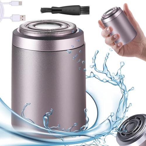 Rasierer Herren Elektrisch, 2025 Neu Mini Elektrischer Rasierer Herren, Tragbarer Elektrorasierer Herren 2 in 1 Wasserdicht Kabellos Rotationsrasierer für Gesicht Nass und Trockenrasierer (B-Violet)