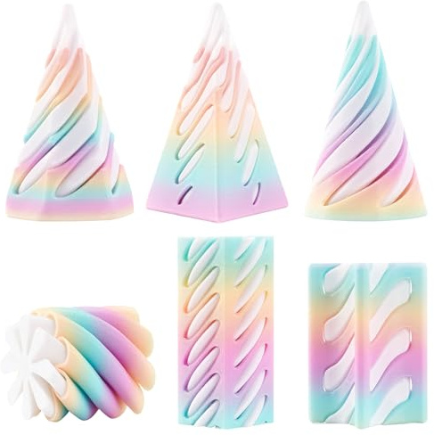 6 PCS 3D Printed Spiral Cone Fidget Toy The Impossible Spiral Fidget Toy 3D Printed Decompression Spiral Cone Toys Mini Stress Relief Decorations Toy for Adult Gift
