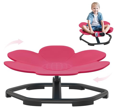 NAIZY Silla giratoria para niños con carrusel para autismo sensorial, entrenamiento, tabla de equilibrio, coordinación y equilibrio, para niños a partir de 3 a 9 años (rosa)