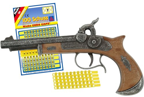 Hochwertige Pistole Revolver Gewehr inkl. 144 Schuss-Munition Polizei Cowboy für Kinder & Erwachsene Kostüm-Zubehör (Piraten Pistole Derringer)
