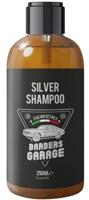 Barbers Garage - Silverschampo - Skäggschampo och grått hår - eliminerar gul-orange reflektioner - återfuktar och konditionerar försiktigt utan att tynga ner - med Aloe Vera