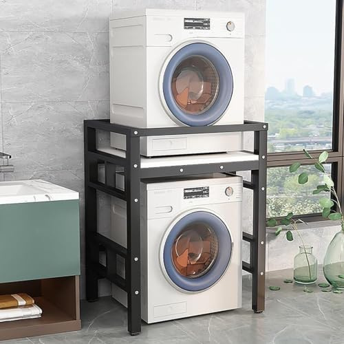 Soporte Lavadora Secadora,Armario Lavadora Secadora,Estanteria Lavadora,Armario Para Lavadora De Tambor,Mueble Lavadora Secadora Exterior,Mueble Encima Lavadora,Para Baño, Cocina(Black/white)