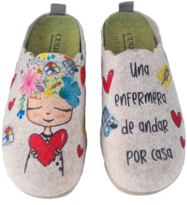 Rodevil Zapatillas fieltro estar por casa para mujer. Enfermera. Perfectas para regalar (Beige, Sistema tallas calzado EU, Adulto, Números, mediano, 37)