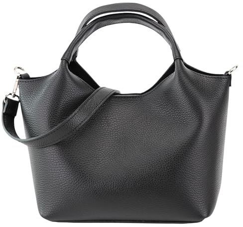 SH Leder Damen Handtasche aus Echtleder Beuteltasche mit Schultergurt und Innentasche Elegante Henkeltasche Crossbody Tasche für Alltag & Büro 28x18cm Sophia G684