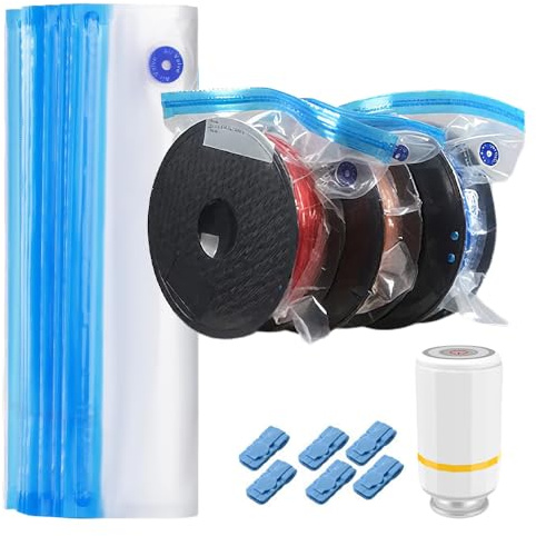 Filamentvakuumväskekomplet med automatisk pump, Förpackning med 30 säkrade vakuumsäckar för 3D-utskrift 34 x 30 cm för 1,75 mm 3D-skrivarfilament, återanvändbara förvaringssäckar