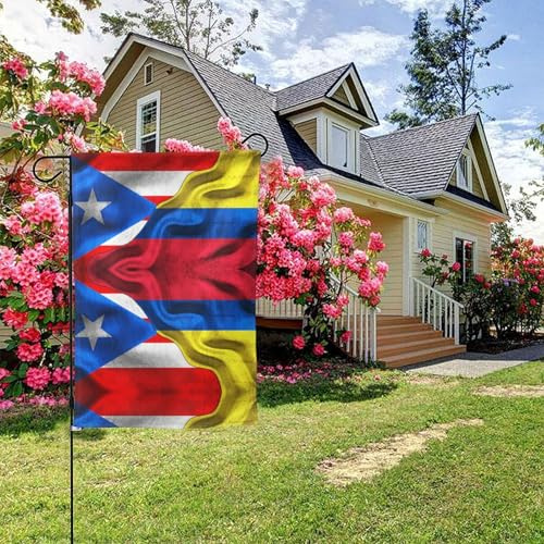 Bandera de Puerto Rico, bandera colombiana de Colombia, doble cara, 28 x 40 pulgadas, decoración para exteriores de patio
