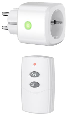 HBN 1X Funksteckdosen mit 1 Fernbedienung, 16A/3.680W Funksteckdosen Set für Innen Weihnachtsdeko, Haushaltsgeräte, Reichweite 30m, Weiß