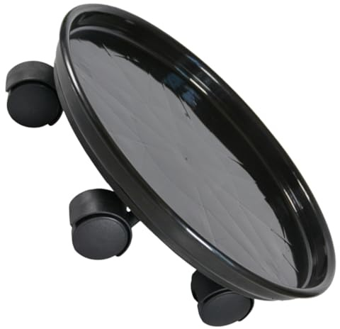 ibasenice Plateau Roulant pour Pots de Fleurs avec Bac à Eau, Support à Plantes D’intérieur sur roulettes, Diamètre 27 Cm, Résine Noire Robuste, pour Protéger Sols et Jardinières