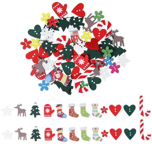 100 Stück Weihnachten Holz Streudeko Konfetti, Holz Konfetti Weihnachts Deko, Rentier Schneeflocken Deko Confetti, konfetti Weihnachten Basteln, Weihnachtsdeko für Christmas Neues Jahr, Bunt