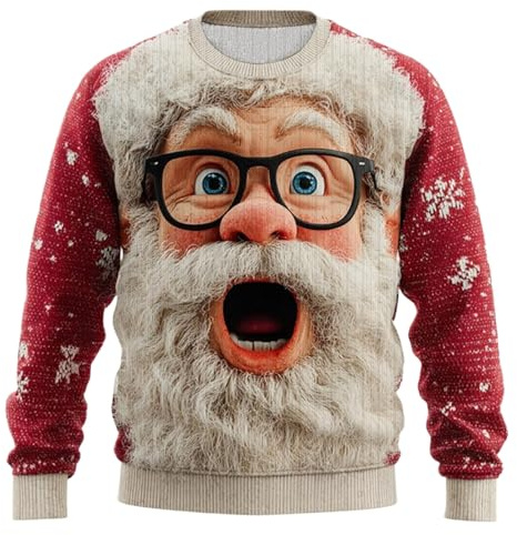 Jultröja, herr, sweatshirt, rolig ful jultröja med rund hals, mode, 3D-tryck, julmotiv, unisex, långärmad tröja, jultröja, stickad festlig kostym, B6, L