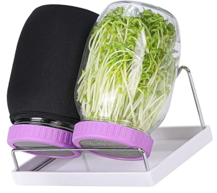 AOOOWER Set professionale per germinazione delle piantine con griglia di drenaggio angolata e copertura oscurante, adatto per contenitori di germinazione di erba medica più dolci, lavabili in