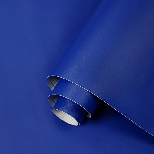 ICYEHAO Papier Peint Bleu, 40 x 500cm Papier Peint Adhesif Mural Bleu Rouleau Papiers Peints Autocollant Papier Autocollant pour Meuble,Chambre,Salon,Salle de Bain,Cuisine