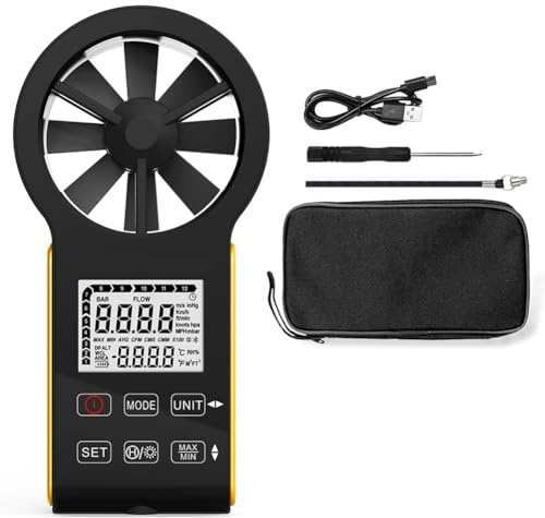 Generchin Anémomètre Numérique Portable Rechargeable à Écran Tactile, Mesureur de Vitesse Du Vent CFM pour la Détection de la Vitesse de L'Air.