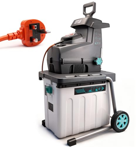 Ecobuild 2800W Silent Electric Garden Shredder & Wood Chipper, 60RPM, 53L Detachable Collection Box, 10m Power Cable, Low-Noise Mulcher for Branches & Garden Waste