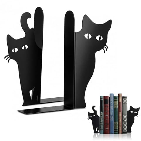 2 Pezzi Fermalibri in Metallo, Fermalibri a Forma Di Gatto, Fermalibri Decorativi per Casa e Ufficio, Ferma Libri per Libreria per Scuola, Ufficio, Casa, Biblioteca