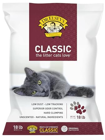 Dr. Elsey's Premium Clumping Cat Litter - Classic - 99.9% Dust-Free, Low Tracking, Hard Clumping, Superior Odor Control, Unscented & Natural Ingredients