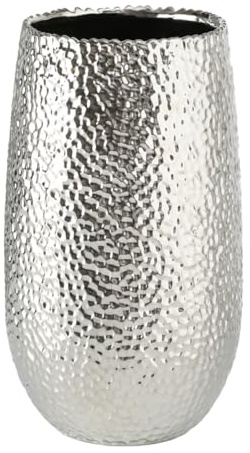 Boltze Vase Lajos (Farbe Silber, Höhe 31 cm, Blumentopf, Metallic-Optik, Elegante Vase, Dekoobjekt, Dekoration) 5339500