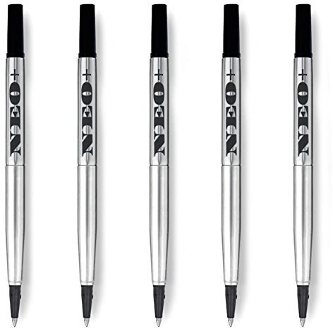 Hochwertiger Quink-Rollerball-Stift füllt Feinspitze 0.5 mm nach - Kompatibel mit Parker (5 x SCHWARZE TINTE)