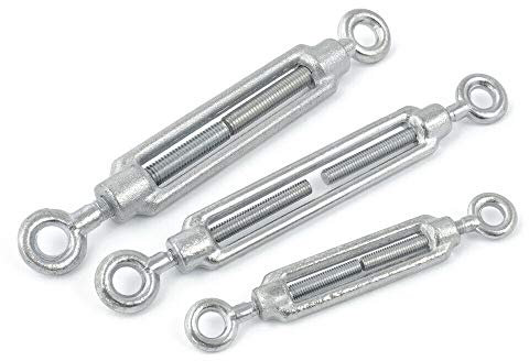 5 stück Spannschloss M10 Öse/Öse | Stahl C15, galvanisch verzinkt | Seilspanner für Drahtseil Spanner Stahlseil Draht zubehör für Seilwerk | [ DQ-PP ]