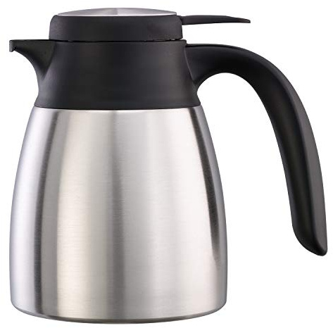 Service Ideas FCC06SS Flow Control Server, Vacuum Insulated, 0.6 Liter (20 Ounces), Stainless Steel/Black
