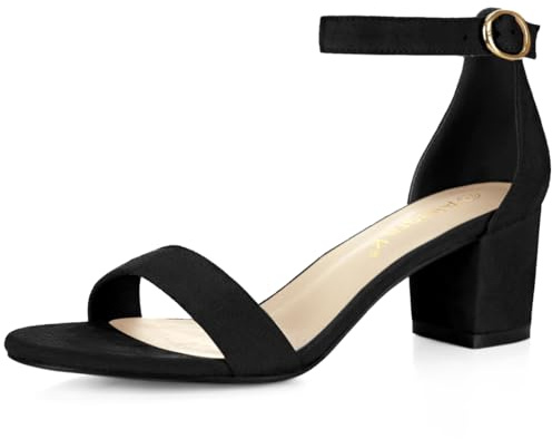 Allegra K Sandales à bout ouvert et talons carrés à bride cheville pour femmes Noir 41