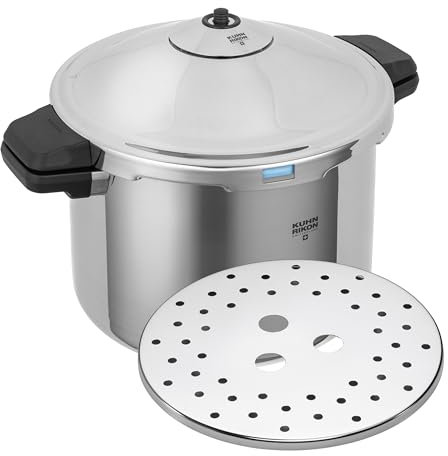 Kuhn Rikon Duromatic Hotel, Olla a presión Super Rápida con Asas 8 L. /28 cm. Olla Express Apta para Inducción, Fondo Superthermic para una buena Distribucion del Calor, Acero Inoxidable18/10