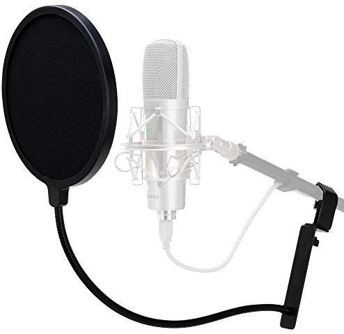 Pronomic PK-2 professioneller Popschutz (16,5cm Popkiller für Recording, Nylonbespannung, Plopkiller, mit Klemme und Schwanenhals) schwarz