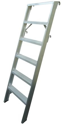 Weise Alu Anlegeleiter 3,5 m senkrechte Höhe, 14 Stufen, trittsichere Stufen mit hoher Stabilität, Anlegeleiter für Regale, mit rutschfesten Gummifüßen, mit 2 Paar Haken, DIN EN 131