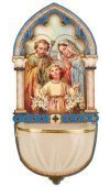 Catholic Gift Shop Holy Family Luminous Holy water Font with Gold Foil Highlights - Nativity