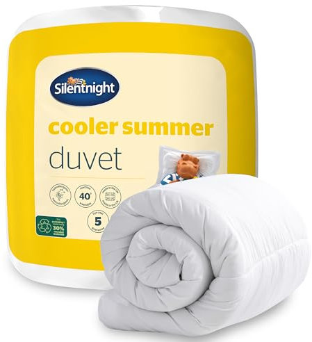 Silentnight Cooler Summer King Size Duvet 4.5 Tog – Lightweight Hypoallergenic and Machine Washable Summer Duvet Quilt – King Size (Package may vary), White