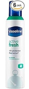 Vaseline Active Fresh Unisex Deodorant Body Spray with ProDerma technology for 48 hour wetness and odour protection 250 ml, Pack of 6