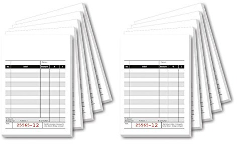 40er Maxi Sparpack Sigel KC620 Kassenblock mit Additionsblatt, 10x16,5cm, 5 Stück á 2x50 Blatt (40 Stück)