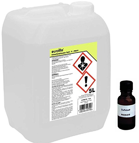 5 Liter Eurolite P (Profi) Nebelfluid + 30 ml Duftstoff Kokos, Smoke-Fluid, Nebel-Fluid-Flüssigkeit für Nebelmaschine (5 L Fluid -P- + Duft Kokos)