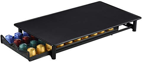 Exzact Schubladen für Kapseln kompatibel für Nespresso/ Kaffeekapsel-Speicher-Fach und Maschinen-Standplatz 2-in-1, Kapazität 40 Pods