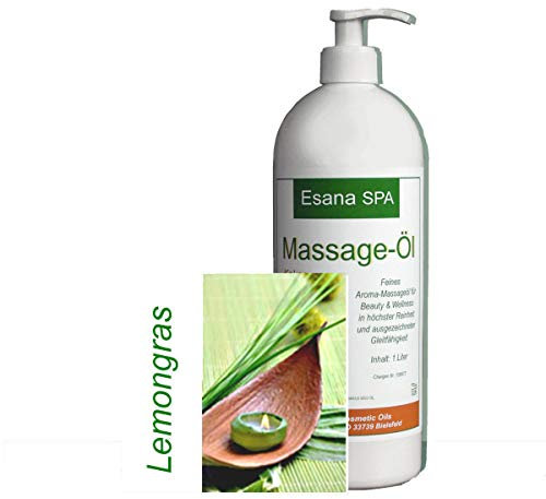 FCO Esana SPA Aroma Massageöl 'Lemongrass' (1 Liter) + Dosierpumpe für Beauty & Wellness Professionals, unisex, alle Altersgruppen