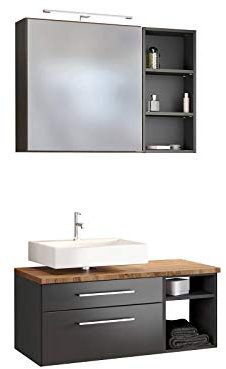 Unterbecken-Set Bad Waschplatz Badmöbel Handwaschplatz Badezimmer Davos XII Graphit/Grau-Matt
