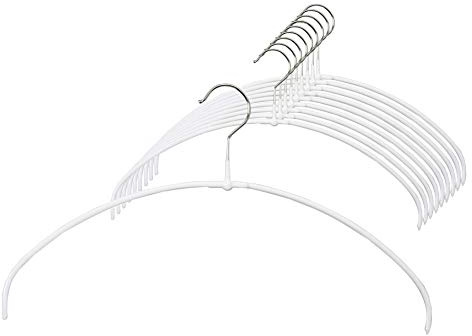 MAWA Kleiderbügel Light, Set mit 20 platzsparenden und rutschfesten Bügeln, ideal für T-Shirts, Tops und leichte Pullover, mit 360° drehbarem Haken und Antirutschbeschichtung, 40 cm, Weiß