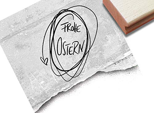 Stempel Osterstempel FROHE OSTERN Handschrift im Osterei - Textstempel Osterfest, Karten Geschenkanhänger Geschenk Osterdeko Scrapbook - zAcheR-fineT